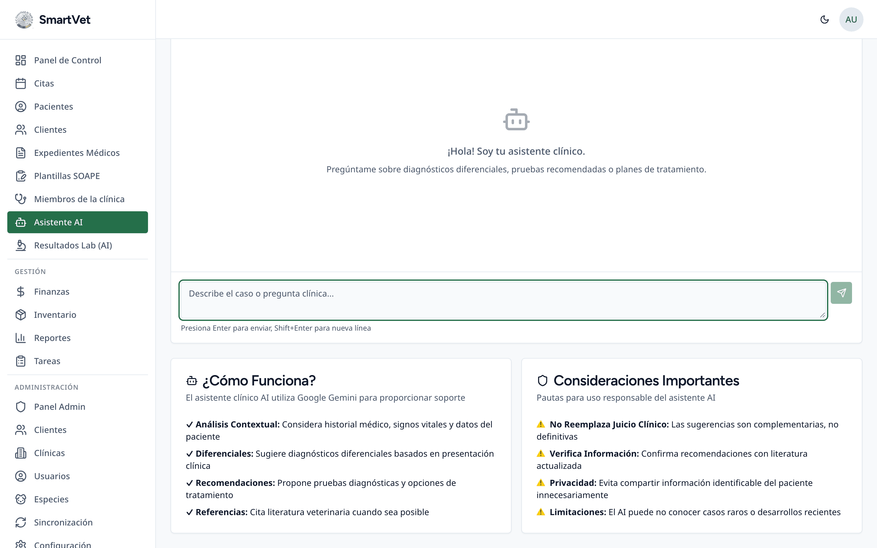 SmartVet AI clinical assistant