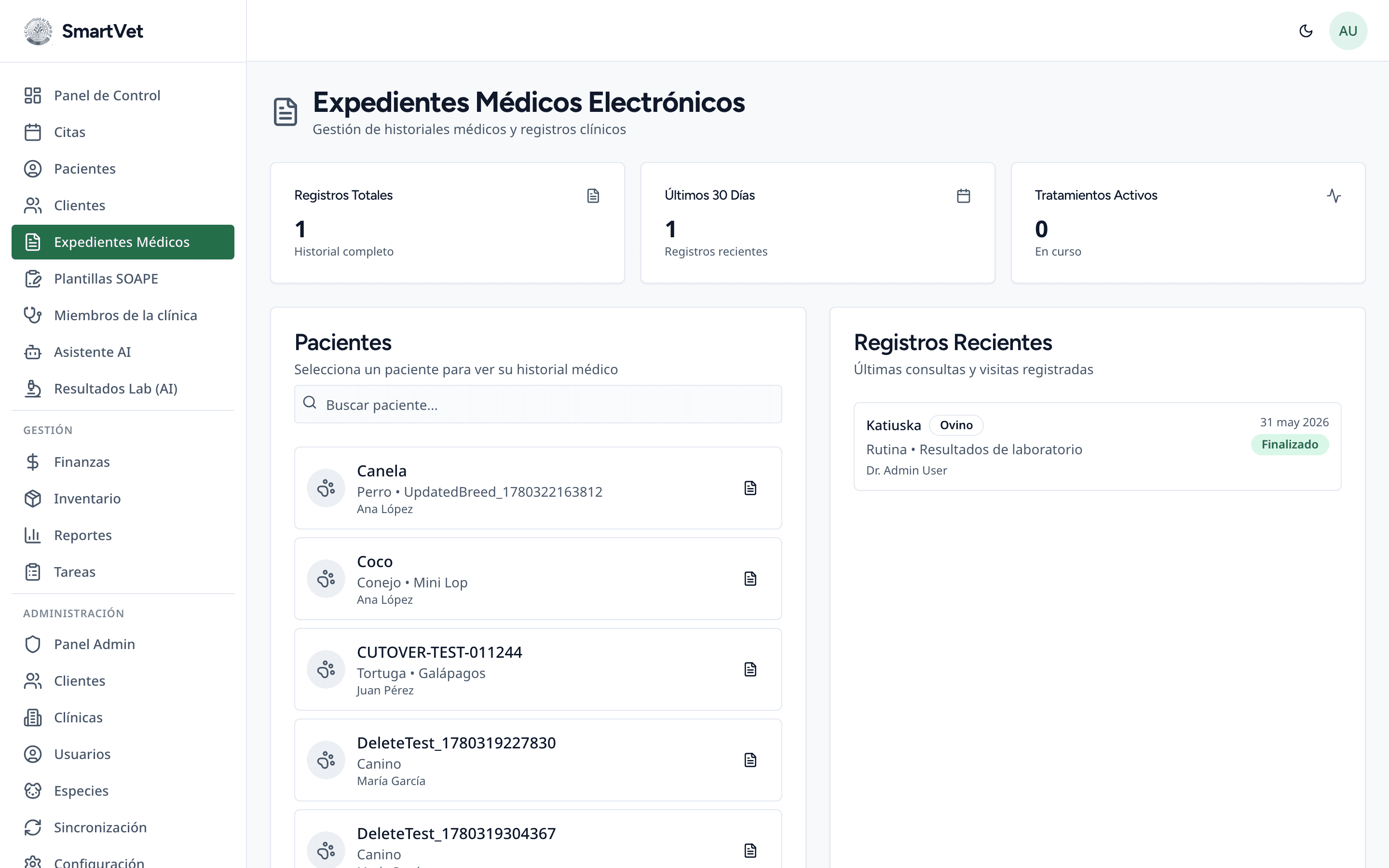 List of electronic medical records in SmartVet
